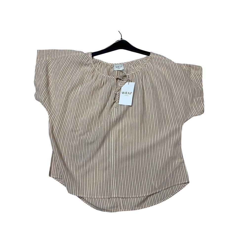 Wrap London Striped Tie Neck Blouse SZ 10